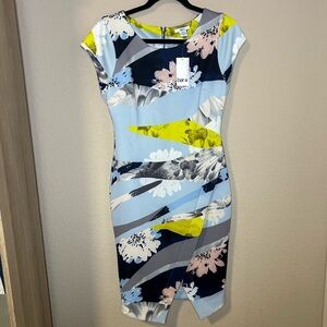 𝅺NWT Abstract Multi Colored Body-con Dress scuba size medium